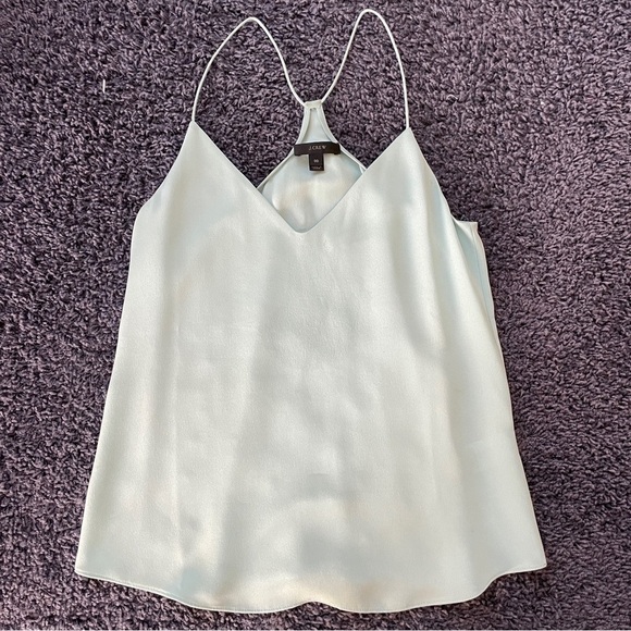 𝅺j Crew Silk Tank Top Light Blue Aquamarine size 00 - Picture 1 of 5